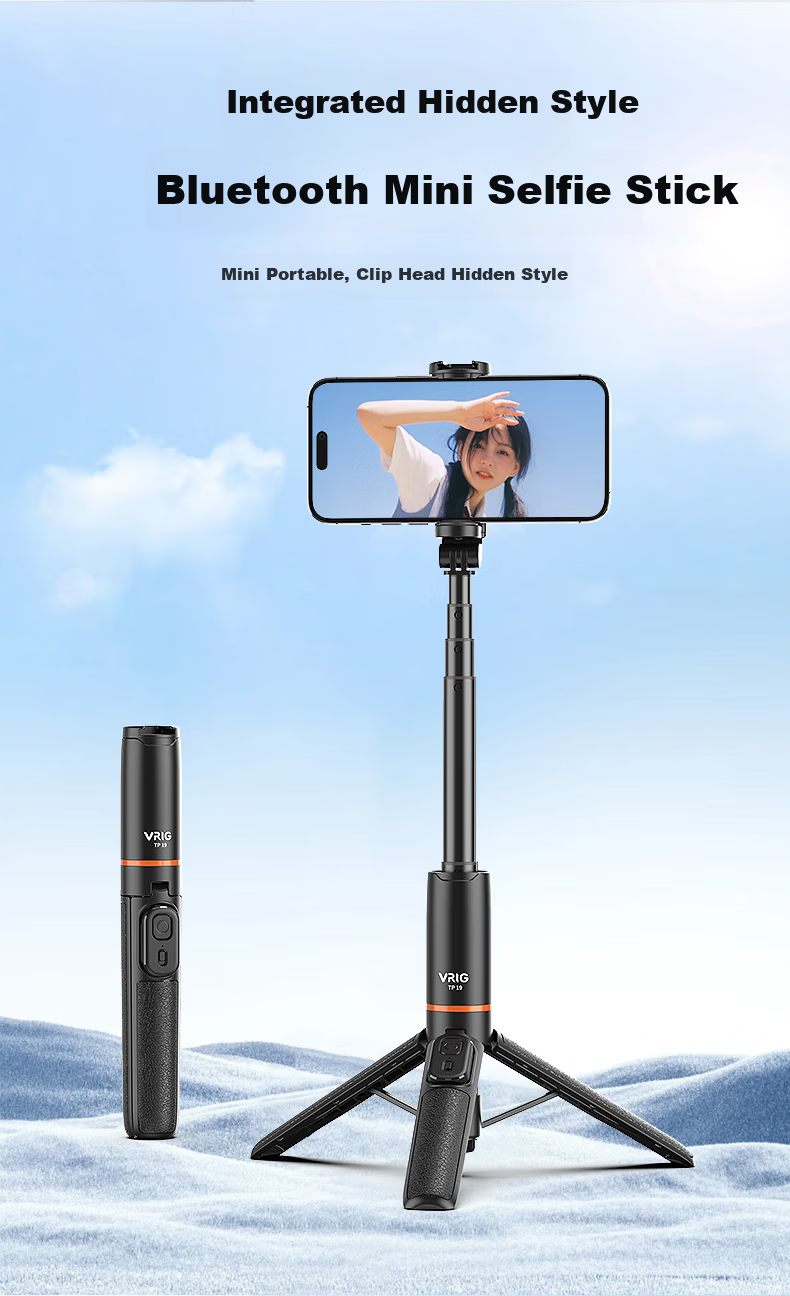 VRIG TP-19 VIVO X300 Pro Bluetooth Remote Extended Tripod Selfie Stick Phone Holder Travel Outdoor Live Streaming Vlog Photography iPhone 17 Stand Accessory 1