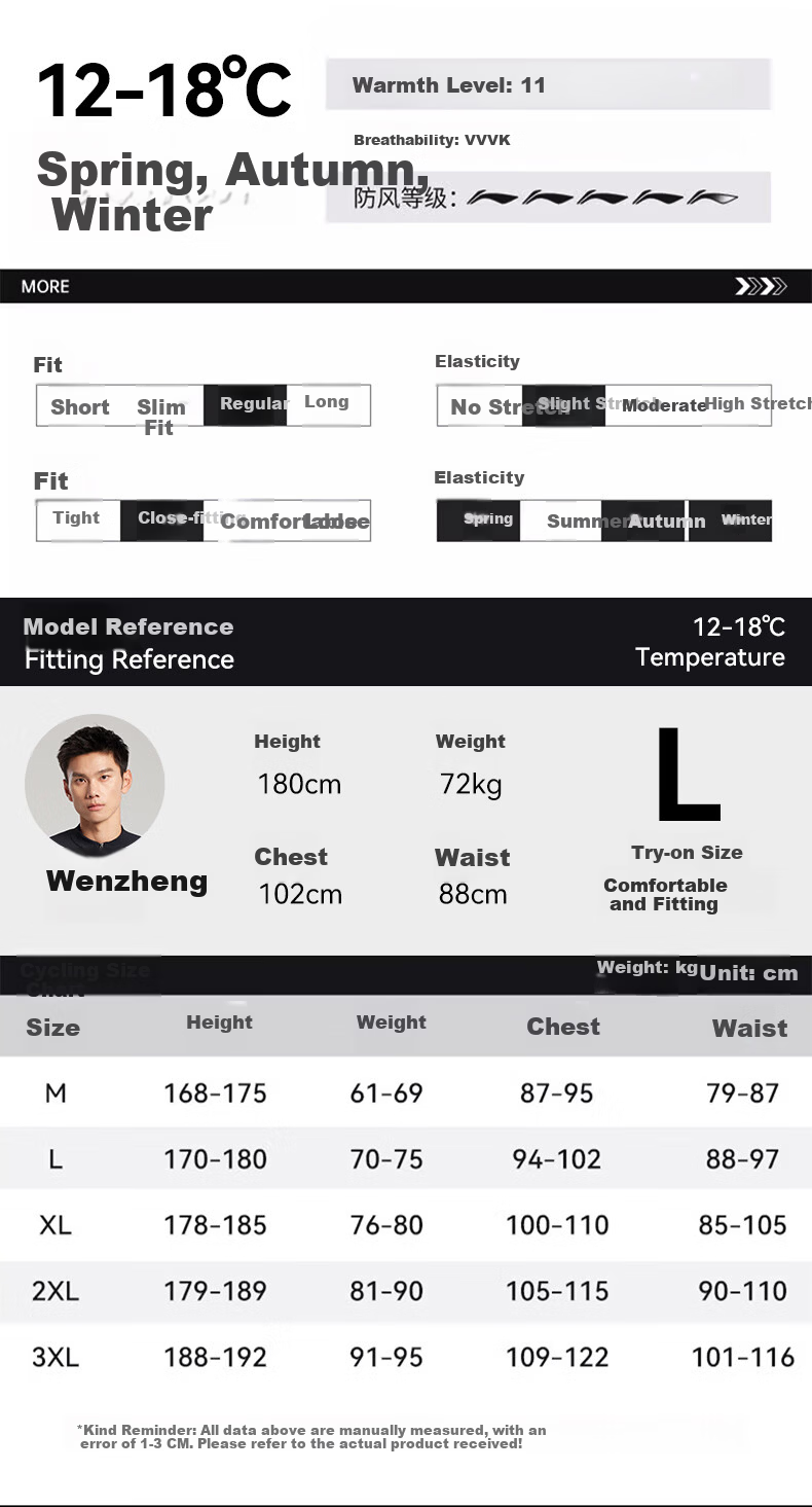 LI-NING Men's Cycling Jacket Fleece Lined Warm Long Sleeve Road Mountain Bike Windproof Jacket Gear 2