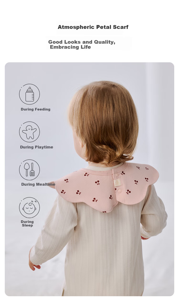 Babylove Baby Petal Bib Pure Cotton Newborn Anti-Spit-Up Four Seasons Feeding Bib Baby Drool Towel 5