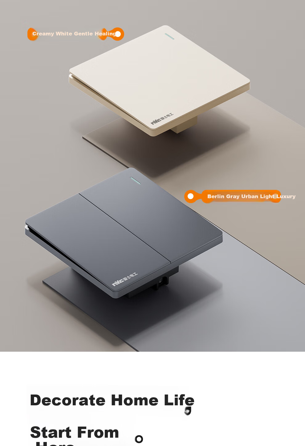 NVC Lighting Switch Socket Matte Large Panel 16A Three-Prong Wall Socket Panel N25 Berlin Gray 5