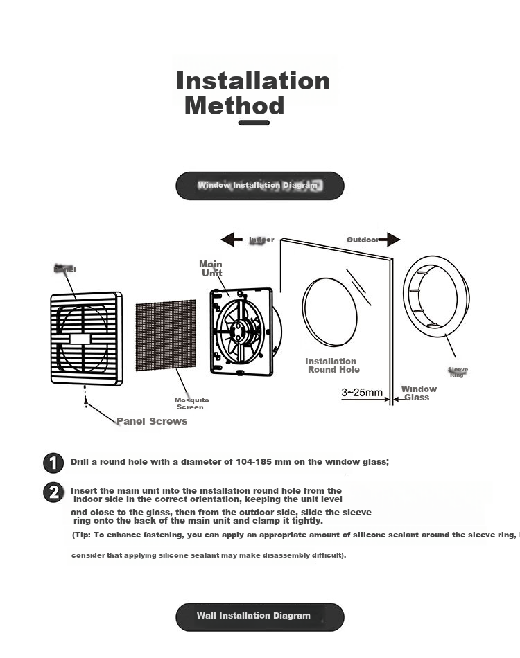 JINLING Window Wall Exhaust Fan with Anti-Theft and Mosquito Net, 8-Inch Direct Ventilation Bathroom Kitchen Ventilator 20-2C 8