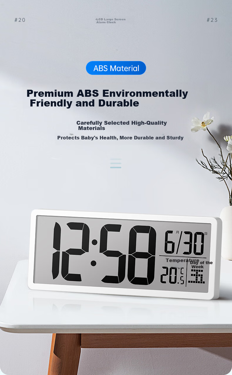 Mazhi Digital Wall Clock Electronic Desk Clock Living Room Table Clock Wall-Mounted Clock Perpetual Calendar Table Clock Creative Alarm Clock White 12