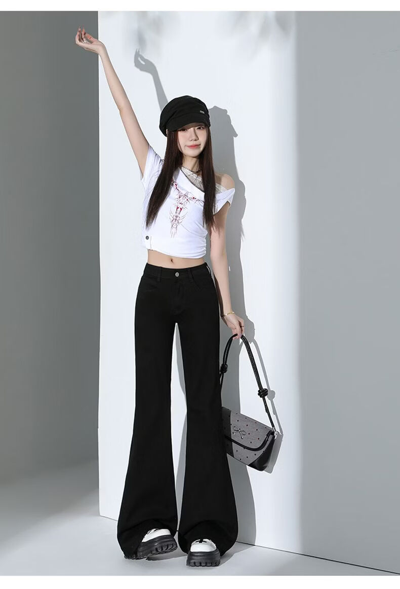 Jeanswest Women's 2026 High-Waist Retro Loose Slim Fit Light Blue Flared Jeans S 8