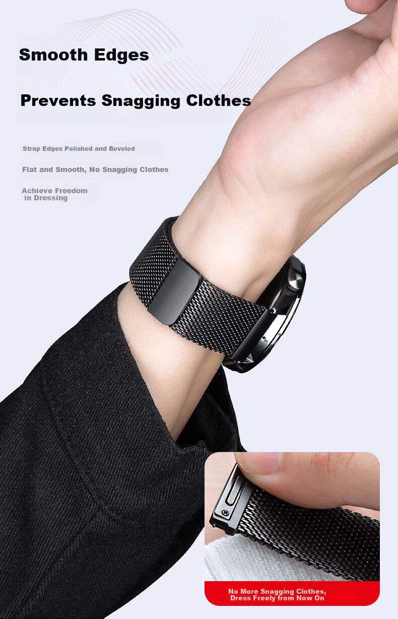Competitor Milanese Stainless Steel Magnetic Strap for Huawei GT6/GT6 Pro/GT5/GT4/GT3 Pro Watch, Breathable Metal Band for Men, 46mm Business Wristband 3