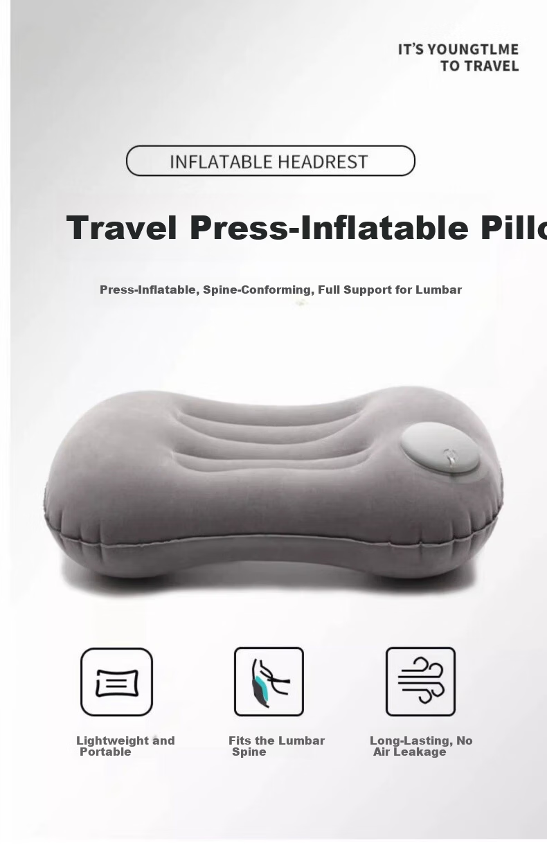 Etravel Inflatable Travel Neck Pillow Lumbar Cushion Portable Seat Cushion Waist Support Outdoor Airplane Pillow Peacock Blue 1