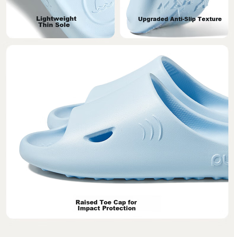 Puxi Big Shark Men's Summer Thin Sole Indoor Home Shower Non-Slip Odor-Resistant EVA Slippers Women's Sandals 15