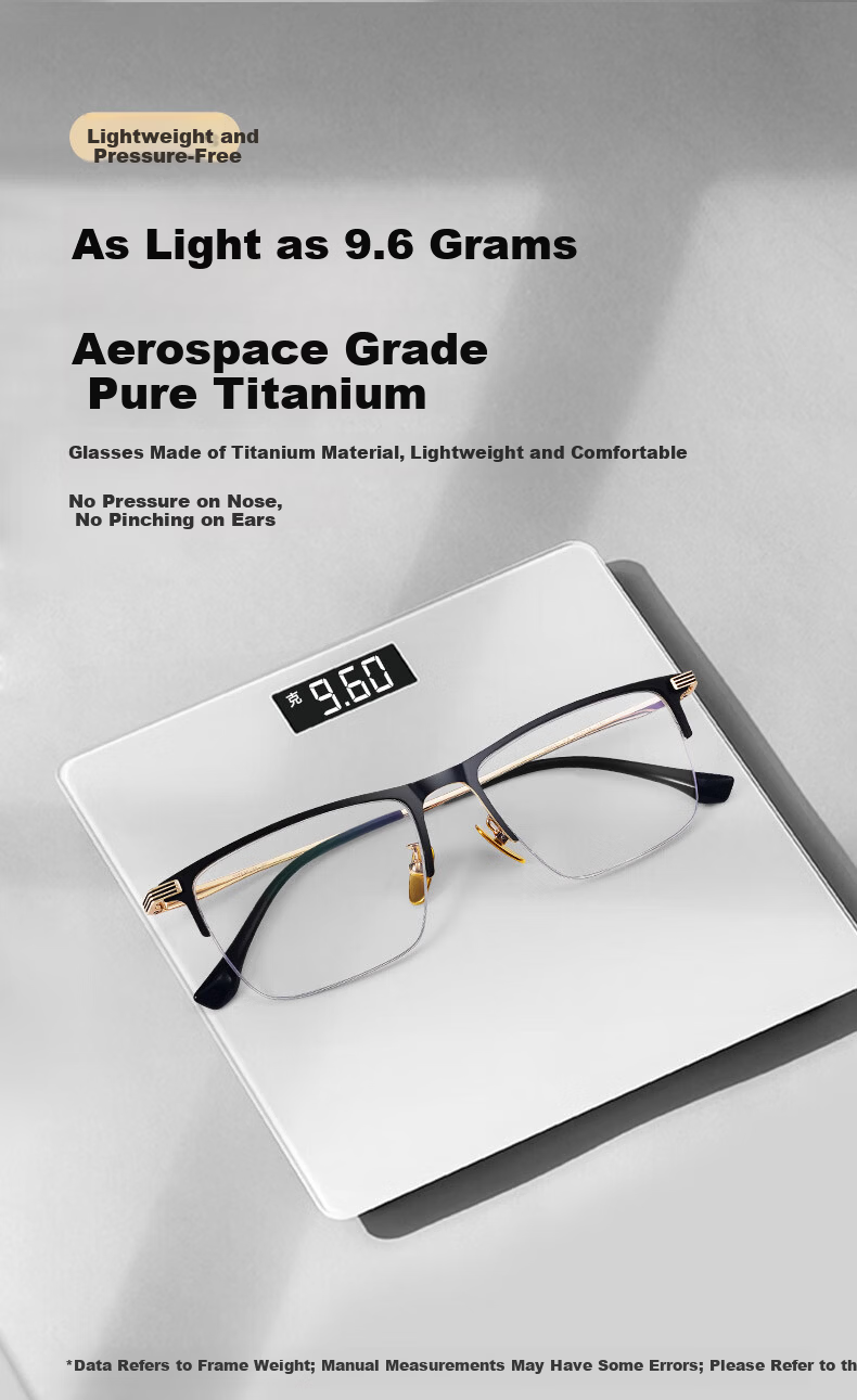 ARNO Focus On Your Eyes Men's Reading Glasses Imported Titanium Frame HD Blue Light Blocking Fashion Portable E207JG +1.50 Diopter 7