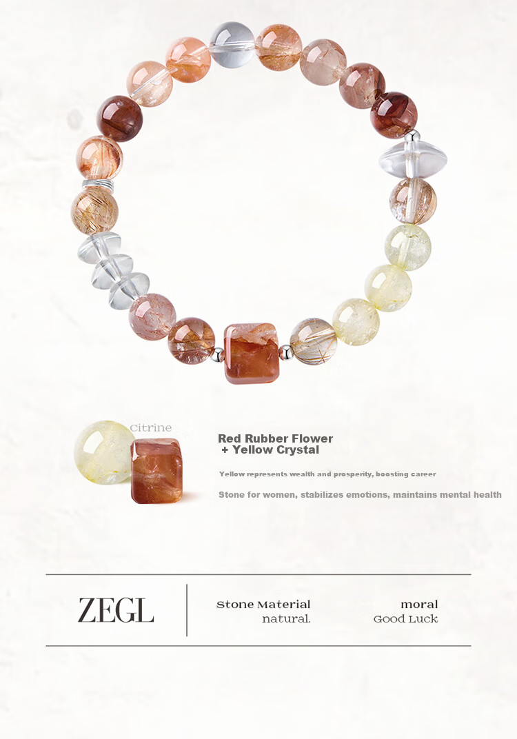 ZEGL Designer Small Colorful Natural Yellow Crystal Bracelet Women's Light Luxury Niche Birthday Gift for Best Friend 8
