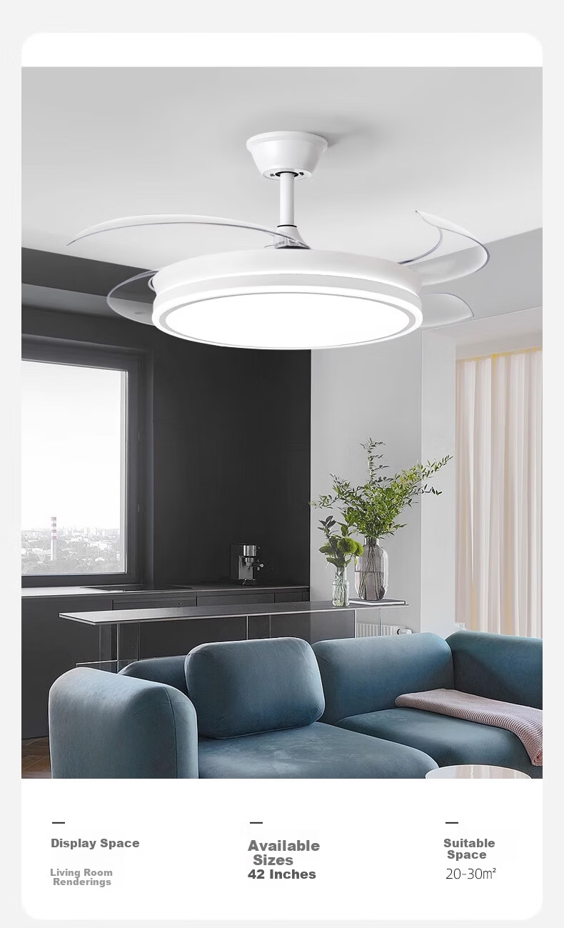 Huipujinggong LED Ceiling Fan Light with Invisible Blades, Variable Frequency Full Spectrum Lighting Fixture for Dining Room, Bedroom, Living Room, 42 Inches 11