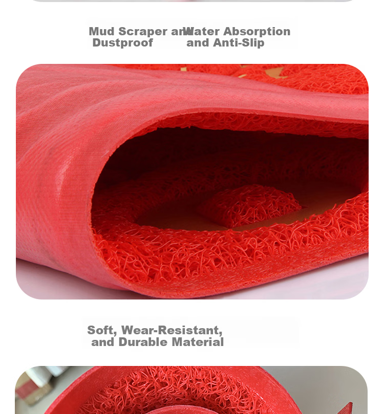 DIYIN Safe Entry And Exit Doormat, Red, 80*120cm, Entrance Door Mat, Doorway Foot Mat, Loop Pile Welcome Mat, Non-Slip Mat 11