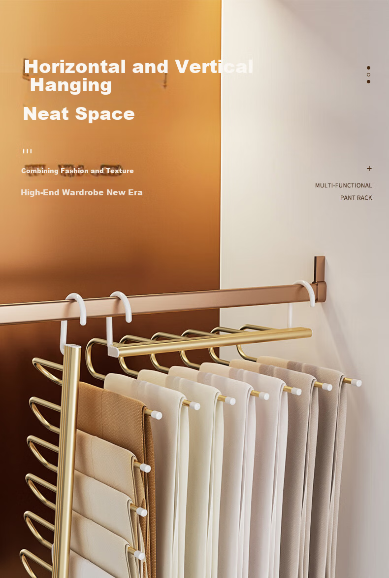Fanye Aluminum Alloy Folding Multi-Functional 6-Layer Pants Hanger Pants Clip Clothes Rack Wardrobe Drying Rack 1