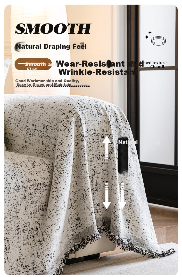 AVIVI Chenille Sofa Cover, All-Season Non-Slip Sofa Pad, Full Coverage Throw Blanket, 180*380 Cm, Xingma 6