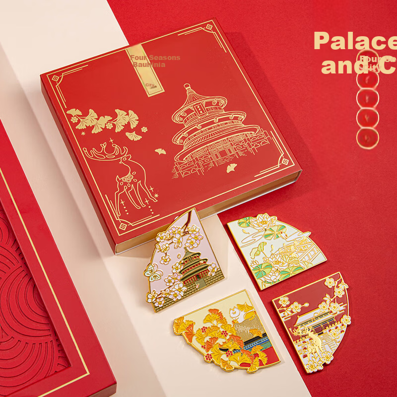 Tianse Four Seasons Forbidden City Cultural Creative Refrigerator Magnet Gift Box Museum Souvenir Beijing Landmark Tourist Attraction Teacher's Day Gift Chinese Style New Year Birthday TS-5953
