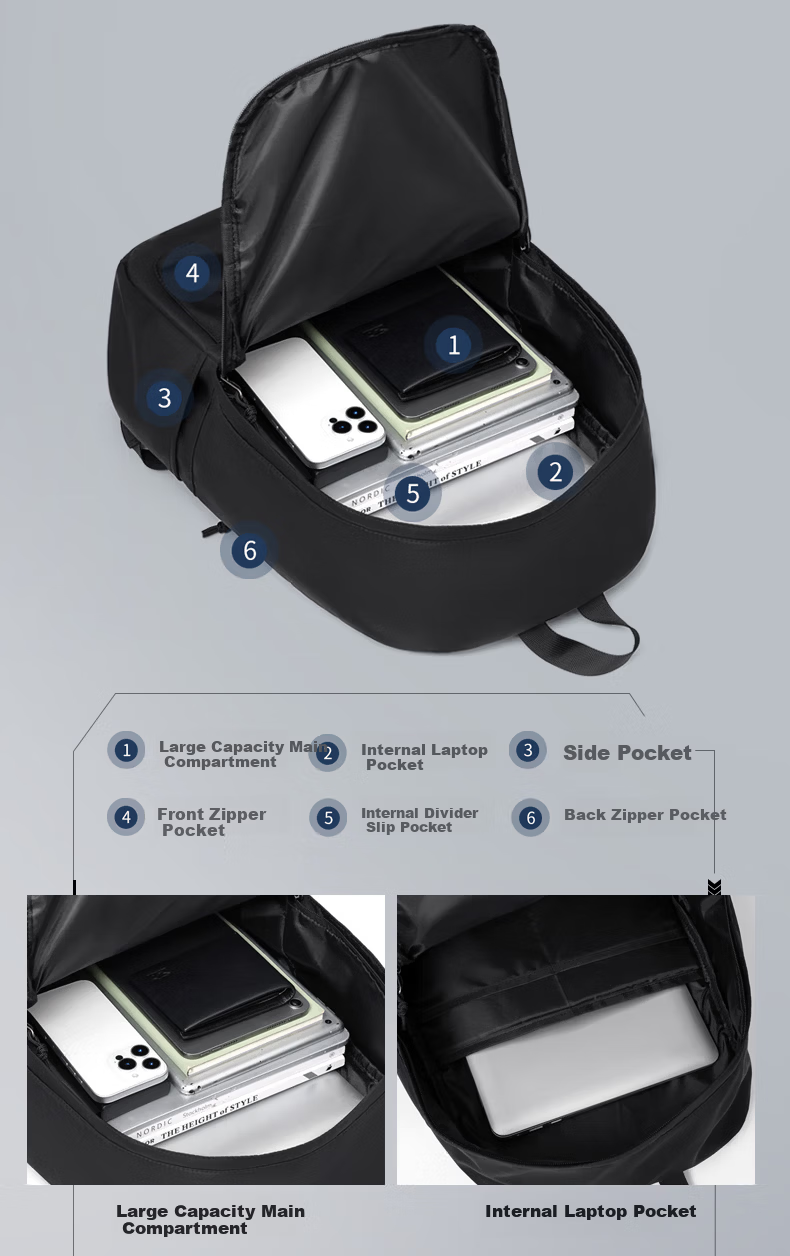 Warrior Men's Backpack Travel Business Thickened Laptop Compartment Double Shoulder Bag College Student School Bag Adult Travel Bag 11