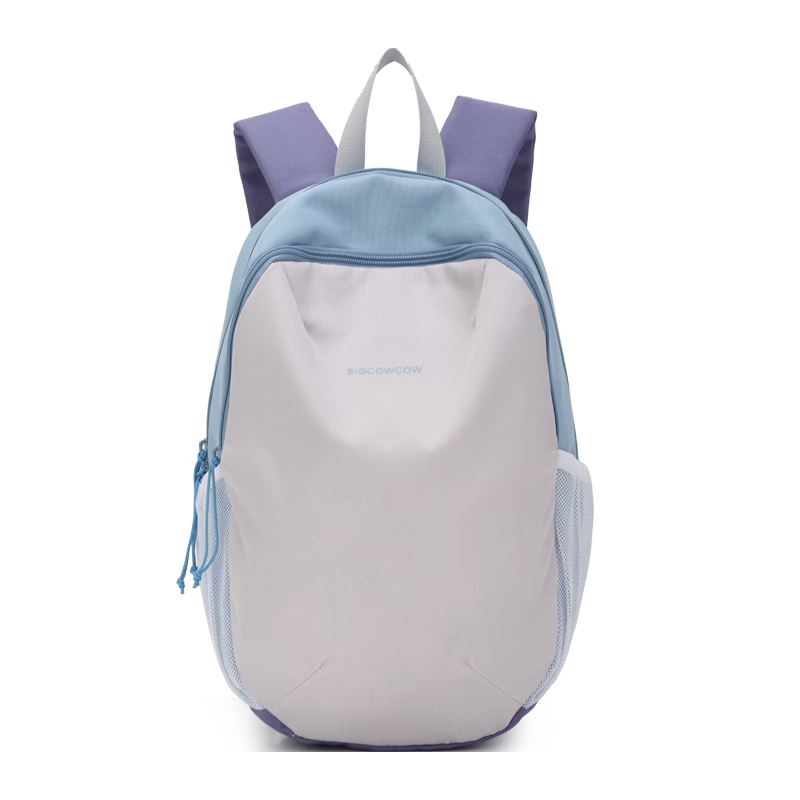BIGCOWCOW Lightweight Backpack for Women and Men, Small School Bag, Student Travel Outdoor Small Bag, Purple and Blue Color Block