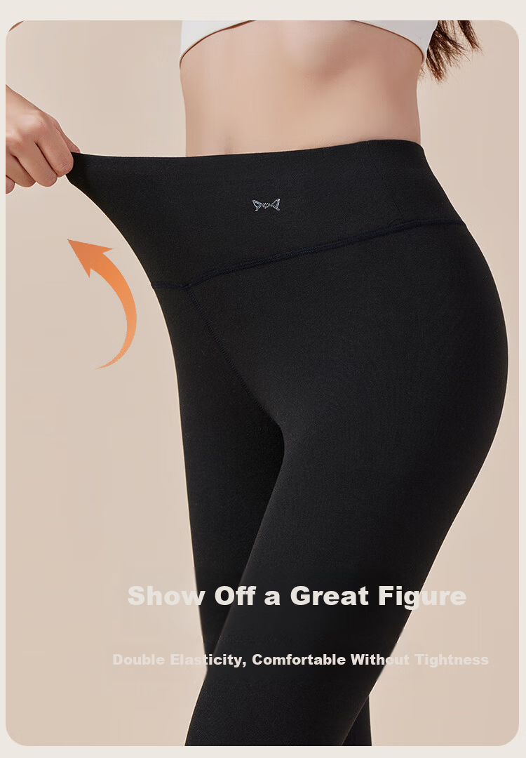 MiiOW New Wool And Silk Blend Thermal Underwear for Women, High-Waist Seamless Tummy Control Leggings, Black, XL 15