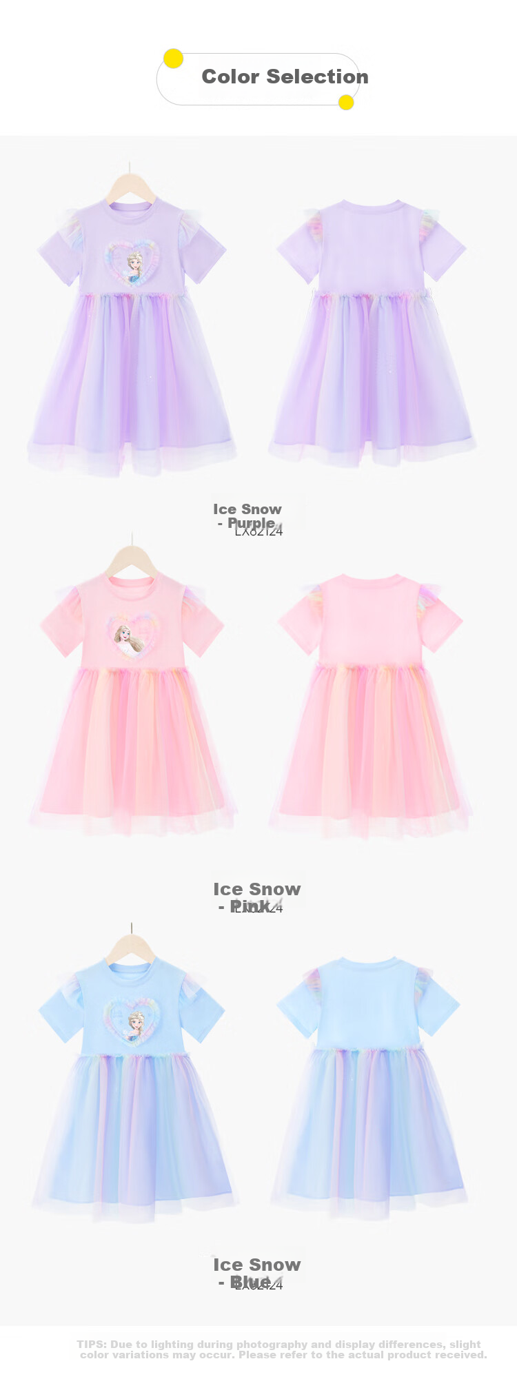 Disney Girls' Summer Dress, New Style for 2026, Elsa Princess Dress, Tulle Skirt, Frozen, Purple, Size 130 7