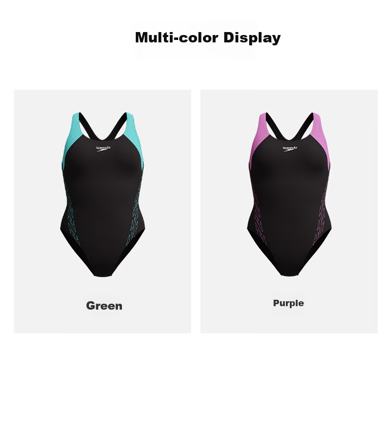 Speedo Women's Swimwear Swim Active Series High-Efficiency Training Fitness Shoulder Back Flexible Color-Block Sun Protection Chlorine-Resistant One-Piece Swimsuit Purple Size 30 4