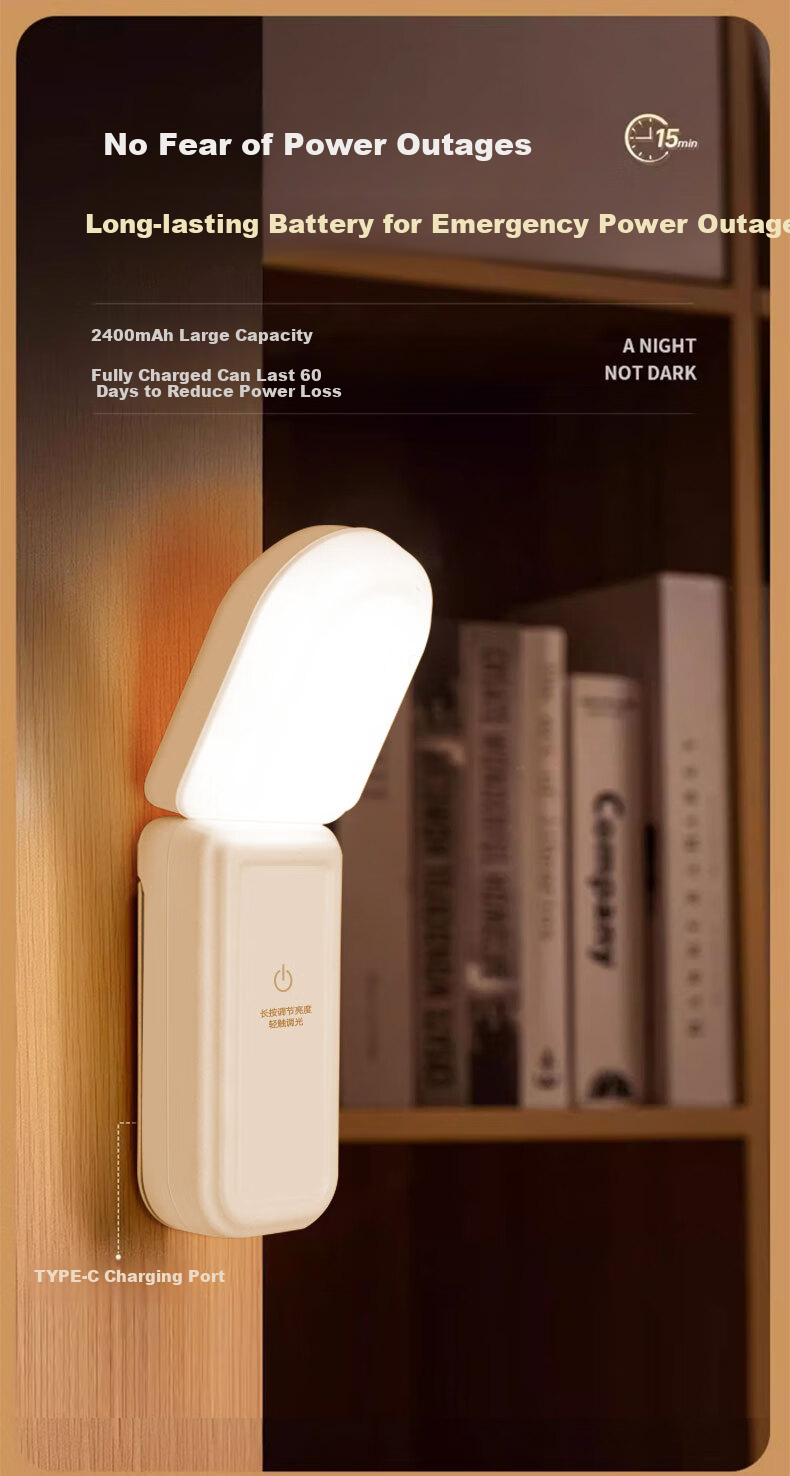 Jingqian Small Night Light Bedroom Bedside Reading Lamp Wall-Mounted Magnetic Rechargeable Desk Lamp Eye Protection Study Light 12