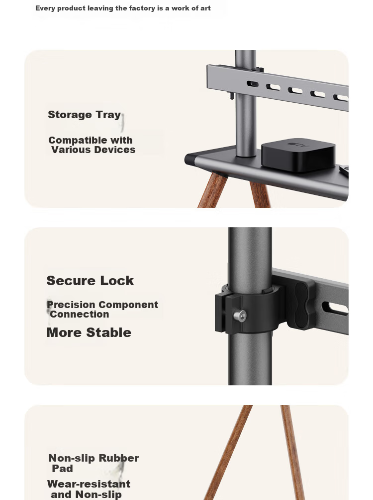 Enlipu TV Mobile Stand for 55-86 Inches, Stainless Steel Artistic Movable TV Bracket, Home Floor-Standing Cart with Wheels Suitable for Multiple TV Brands 15