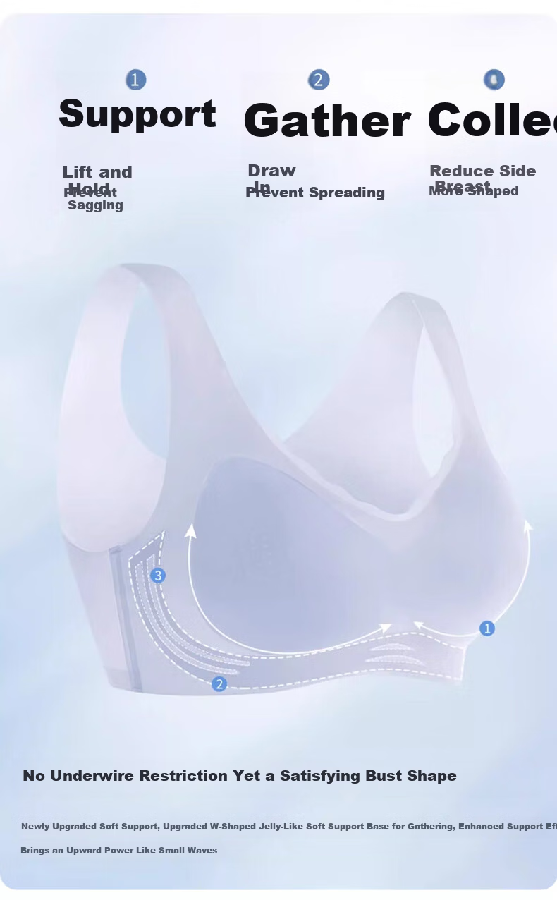 Muwei Seamless Ultra-Thin Ice Silk Cooling Bra for Women, Spring Summer, Small Bust, Push-Up, Wireless, Breathable, Vest-Style Back Beauty Bra 3