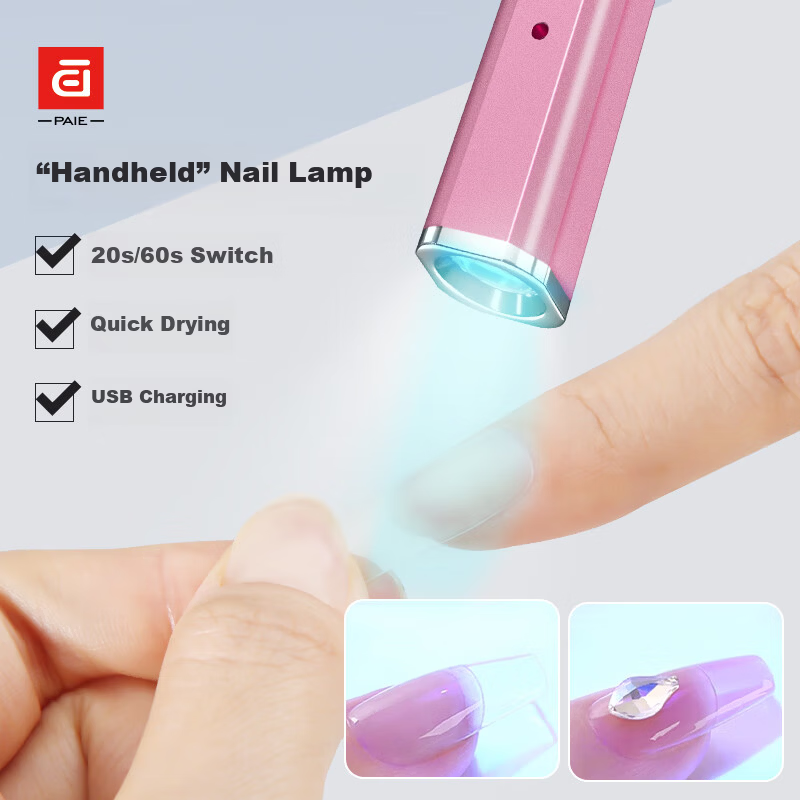 PAIE Handheld Mini Nail Lamp Portable Rechargeable Focused Quick-Dry UV LED Gel Nail Dryer