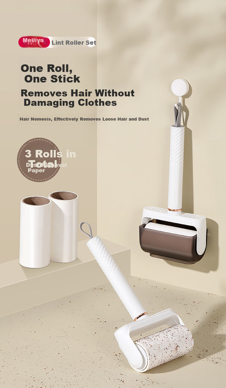 Melia Lint Roller 10cm with 180 Replacement Sheets Pet Hair Remover Brush for Clothes and Furniture 1