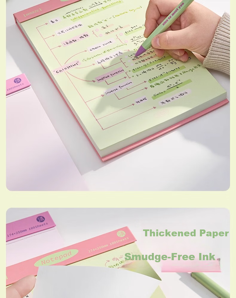 Sannianerban Microfiber Color-Block Tear-Off Notebook, 100 Sheets, High-Quality Sticky Notes, Non-Adhesive Memo Pad, Student Learning Notebook, Record Book, Xizi Blue 5