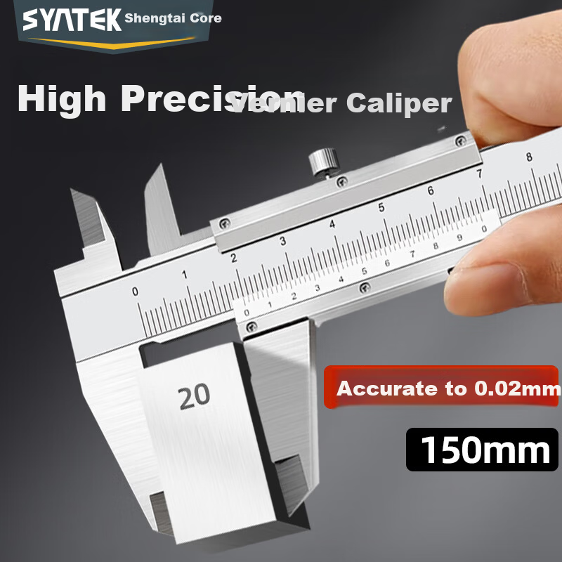SYNTEK High-Precision Small Vernier Caliper Oil Gauge Caliper Internal and External Diameter Mechanical Industrial Oil Dial Caliper 150mm