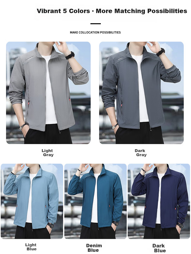 ROMON Sun Protection Jacket for Men, Ice Silk Loose-Fitting Skin Coat, Trendy Breathable Outdoor Jacket, Men's Clothing 3031, Dark Gray, L 1