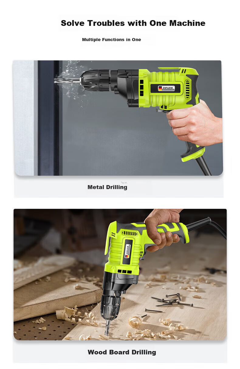 Zhipu 220V Household Multifunctional Electric Screwdriver High-Power Electric Handheld Drill Corded 8