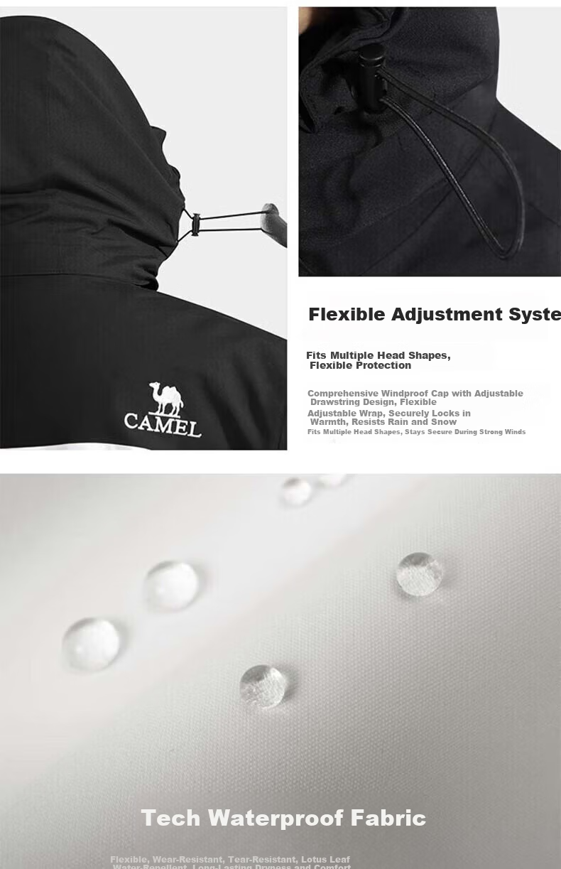 CAMEL Hard Shell Fleece 3-in-1 Thickened Mountaineering Jacket 31150 Warm White Light Khaki Unisex M 15