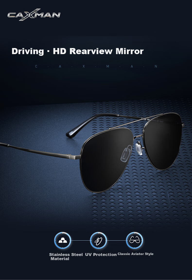 CAXMAN Pilot Sunglasses Men Polarized Nylon Fishing Driving Glasses Anti-Glare Frog Mirror GU1 2