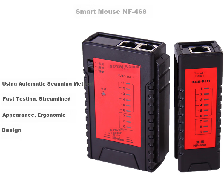 Smart Mouse NF-468 Network Tester Dual-Use Cable Tester for Network and Telephone Lines with 9V Battery Included 2