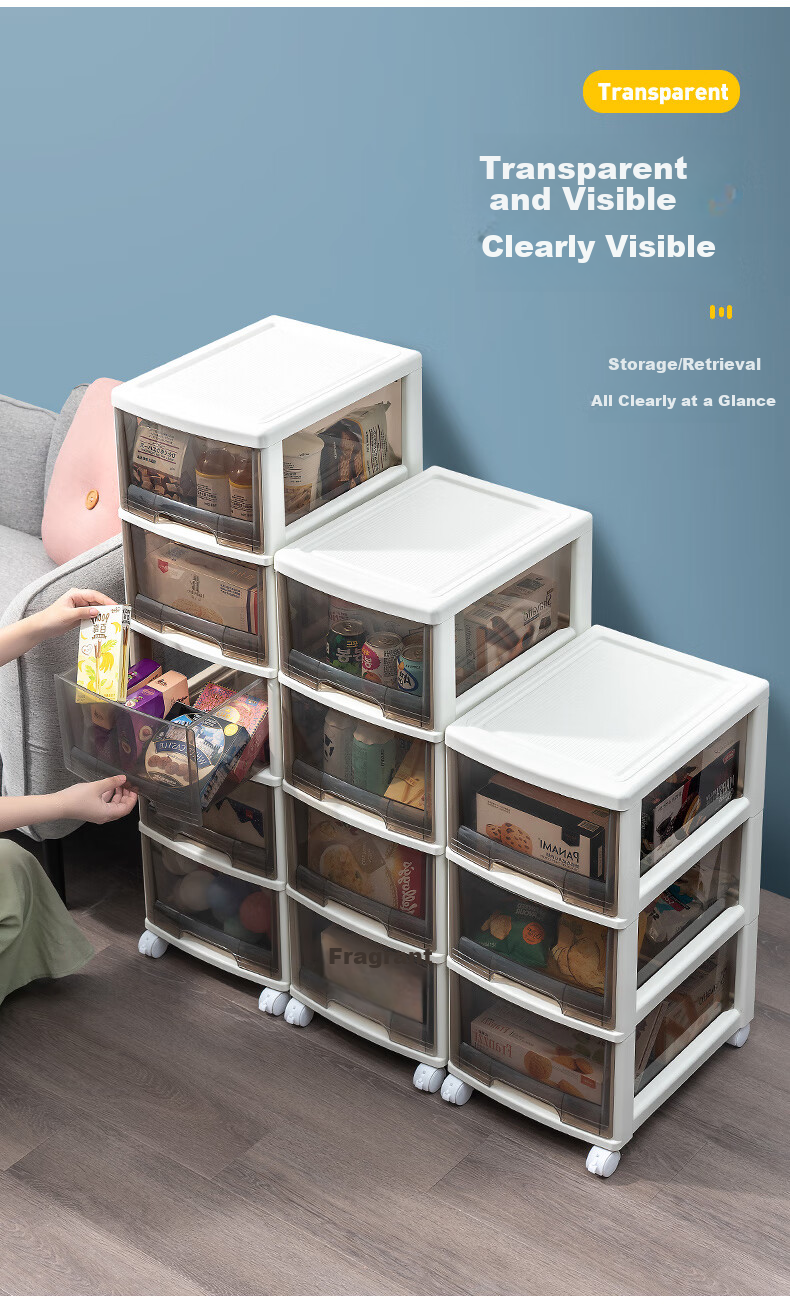 JEKO&JEKO Drawer Storage Cabinet Wardrobe Storage Cabinet Five-Drawer Chest Toy Storage Box Cabinet Bedside Cabinet Organizer 3-Tier 4