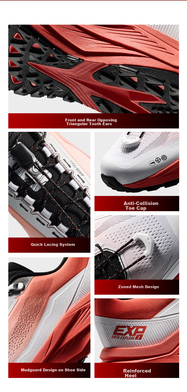 Anta Explore LITE | [Wang Yibo Edition] Trail Running Shoes Outdoor Non-Slip Buckle Hiking Sports Shoes for Men 5