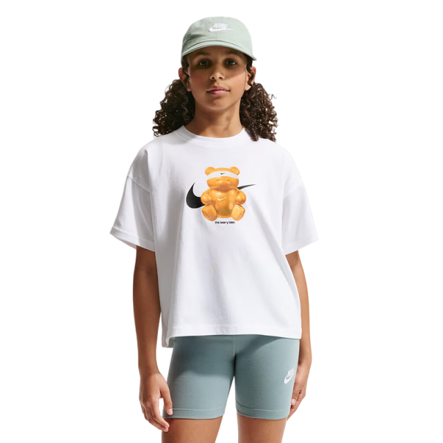 Nike Youth Sports T-Shirt Summer New Loose Fit Cotton Lightweight Casual Short Sleeve IO8121-100 White M