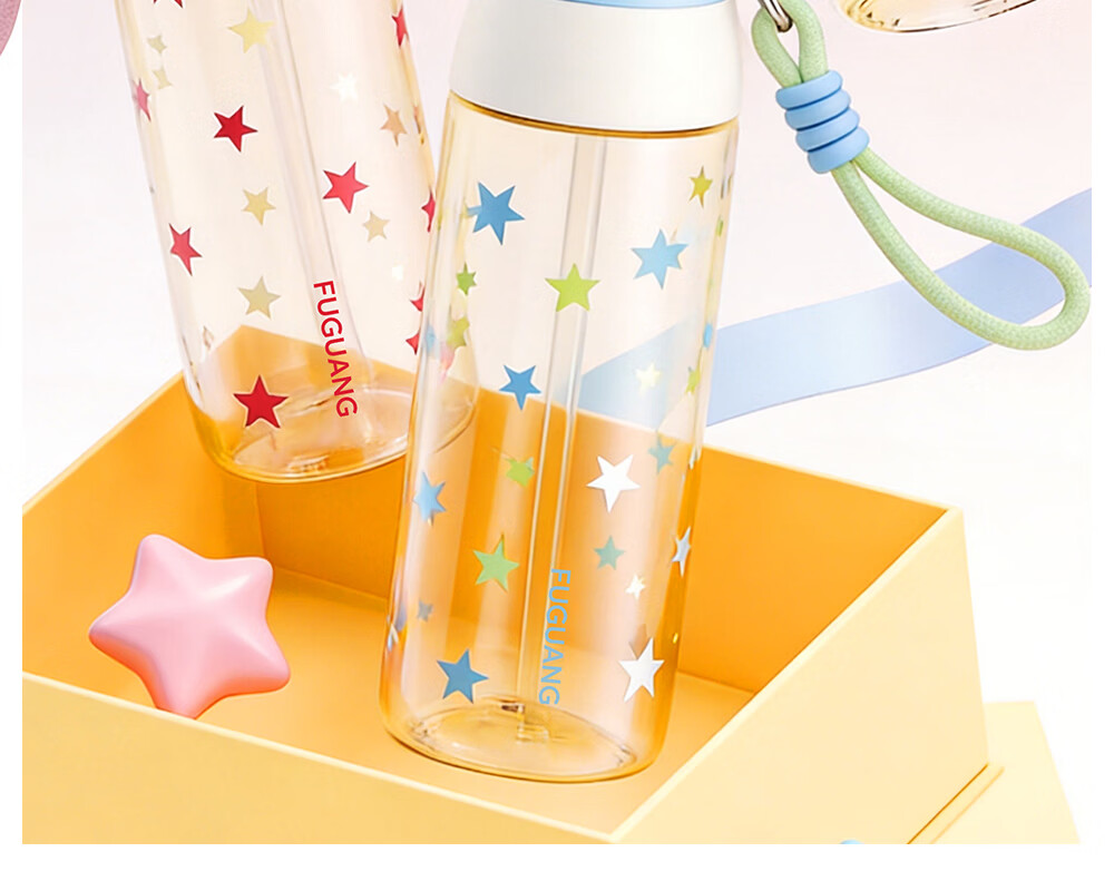 Fuguang Plastic PPSU Water Bottle Children's Student Portable Sports Tea Cup White Blue 580ML 22