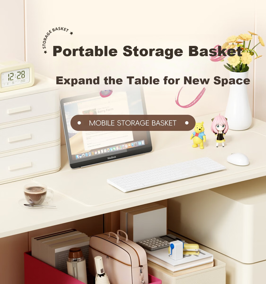 Fanyejia Under-Desk Storage Rack Organizer with Wheels for Office Desk, Small Cart for Workstation, Backpack Storage Trolley for Dormitory 1