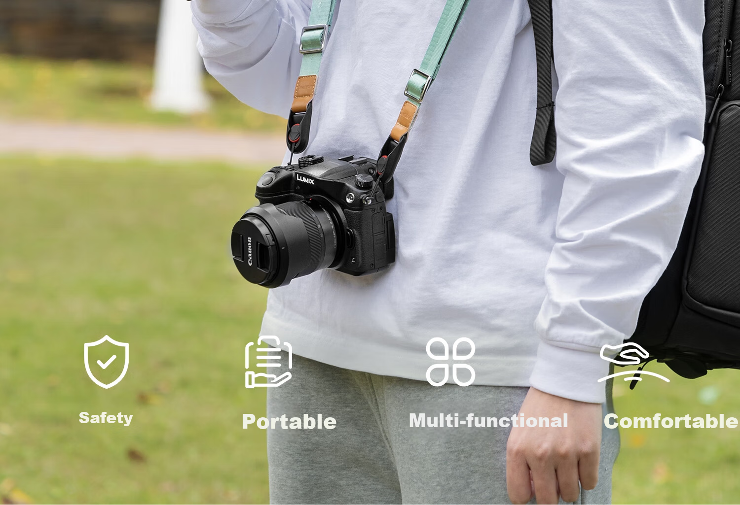 CWATCUN Kaden Camera Shoulder Strap Wrist Strap 3-in-1 Quick Release Buckle Crossbody Neck Strap for Sony Canon Fuji Nikon 2