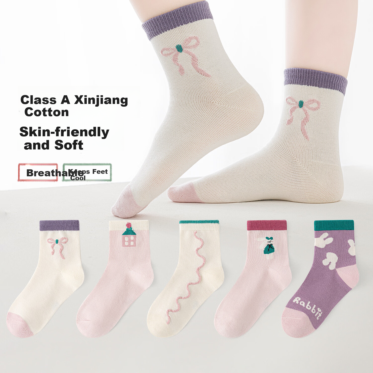 Six Finger Mouse Children's Socks Girls Spring Summer Baby Kids Mid-Calf Thin Cotton Socks