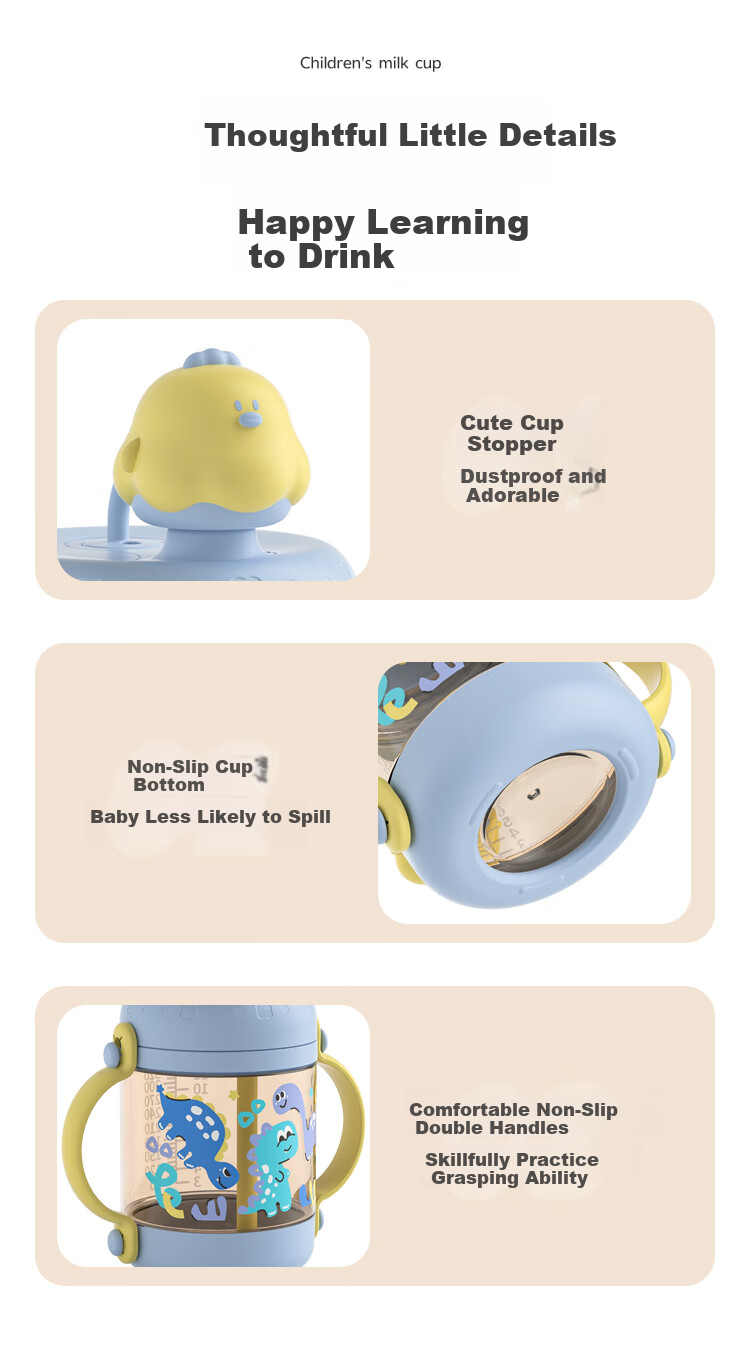Goole Kids Children's Milk Cup 1-3-6 Years Old Baby Graduated PPSU Drinking Cup Duckbill Straw Cup Training Cup Direct Drinking 11