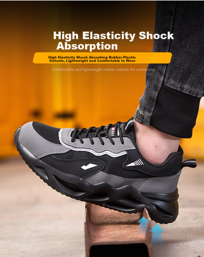 SONTAS Men's Summer Breathable Safety Shoes Steel Toe Anti-Smash Anti-Puncture Steel Plate Lightweight Work Construction Insulated Soft Sole Fleece Lined Warm Cold Resistant Size 39 9