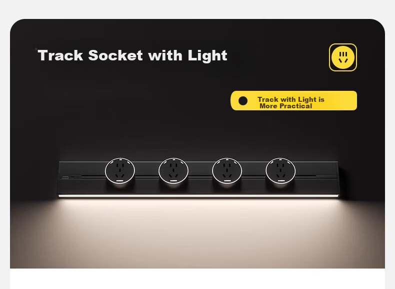 AUX Track Light Socket with USB Sensor Light, Movable Surface-Mounted No-Drill Rotatable Switch, 500mm + 4 Five-Hole Outlets, Gray 1