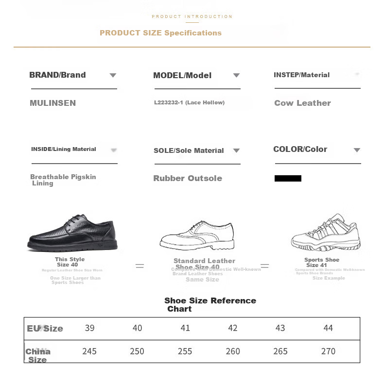 MULINSEN Men's Shoes, Hollow Business Casual Shoes, Breathable Soft Sole Slip-On Leather Shoes FP223233-1 18