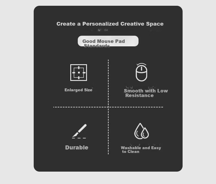JPLAYER Shortcut Key Mouse Pad Small Office Laptop Cute Cartoon Shortcut Desk Mat 260x210x3mm 2