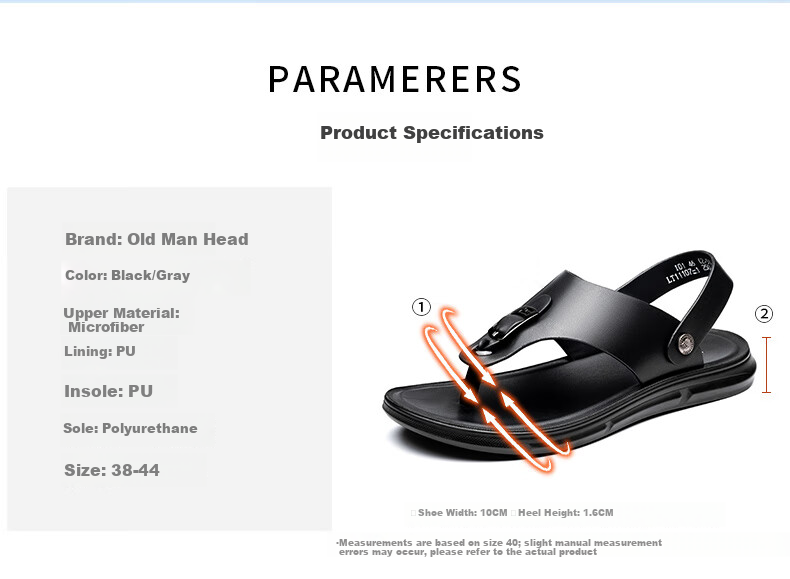 LAORENTOU Flip-Flops for Men, Fashionable And Simple Dual-Use Sandals, Outdoor Beach Slippers LT11107 Black 43 3