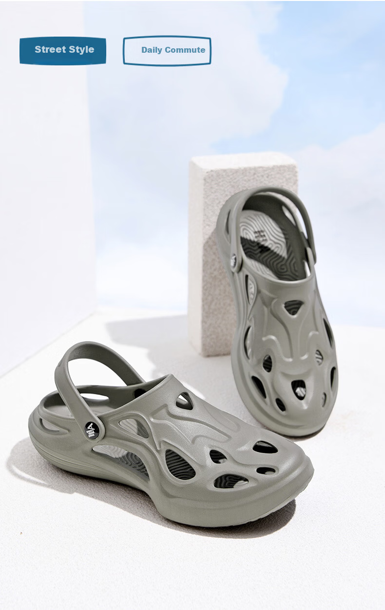 HLA Men's Sandals Hollow Toe Comfortable Slippers HAALXM2DBK120 Black Size 38/39 (Dual Size) 5