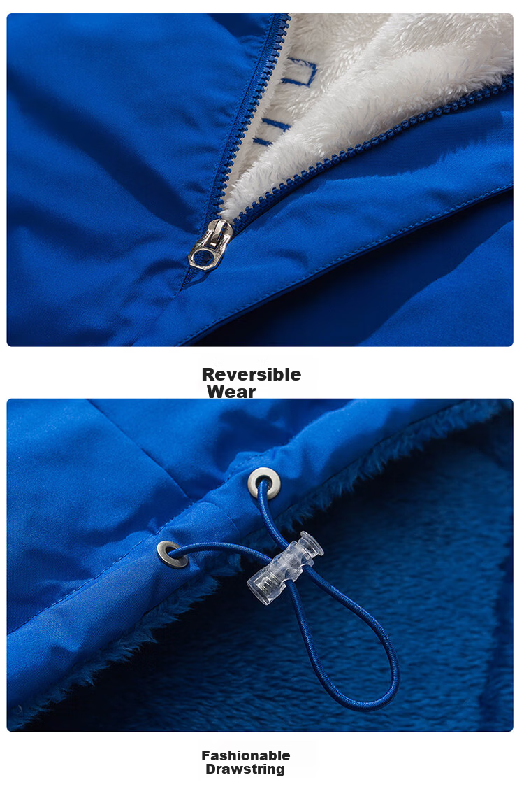 Miiow Men's Autumn Winter Lamb Wool Reversible Padded Jacket Trendy Brand Warm Cotton Coat Khaki S 14