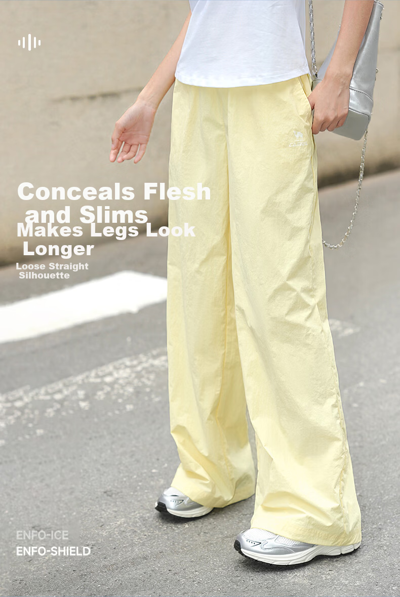 CAMEL Women's Straight Casual Pants Ice Cooling Sun Protection Breathable Sports Pants C16BR0L0083 Cheese Yellow L 6